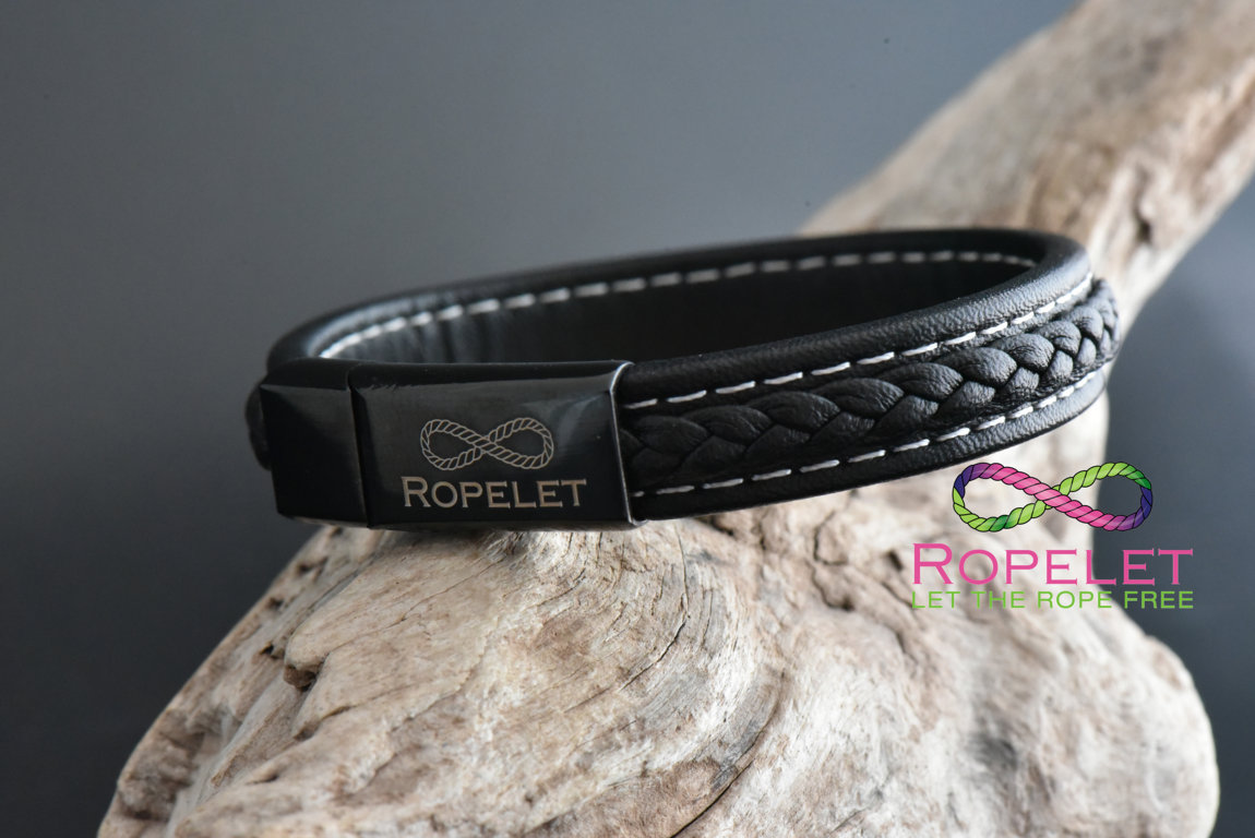 12mm black patterned leather Ropelet made to your wrist size at www.ropelet.co.uk #bracelet #ropelet #jewelry #leatherbracelet #blackleather #blackleatherbracelet