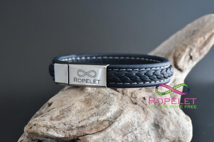 12mm blue patterned leather Ropelet with stainles clasp fromwww.ropelet.co.uk #ropelet #bracelet #leatherbracelet #blueleatherbracelet #mensbracelet