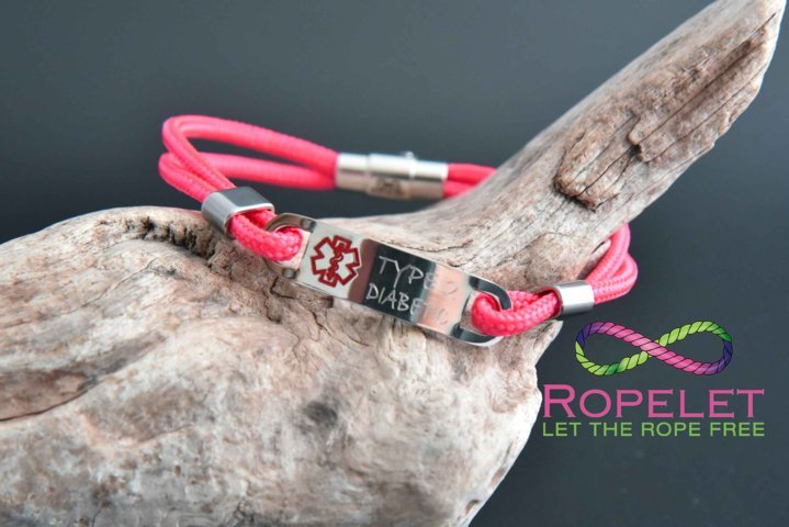 Medic alert bracelet made to your choices for type1 and type2 diabetics www.ropelet.co.uk #diabetic #medicalert #medicalalert #medicalbracalet #alertbracelet #medicalertbracelet