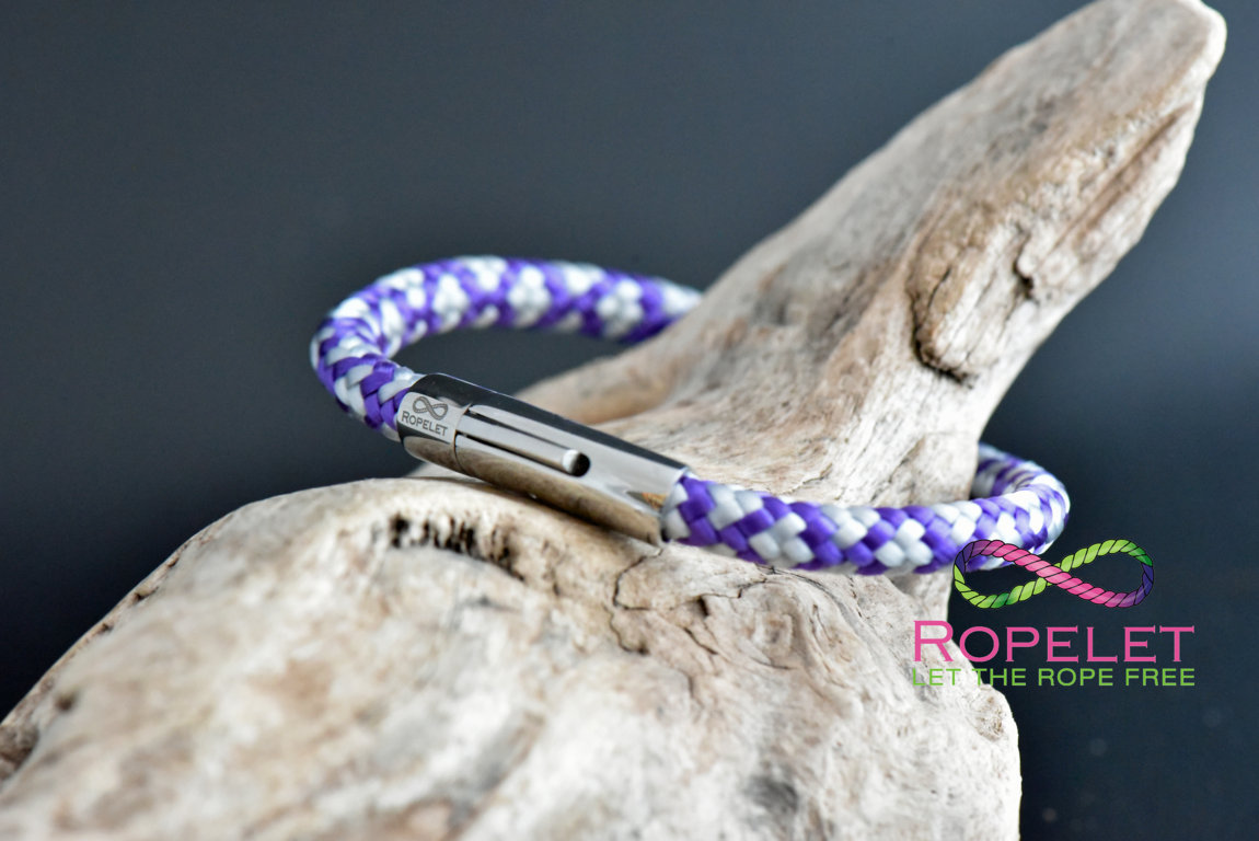6mm purple and silver grey Ropelet bracelet from www.ropelet.co.uk #ropelet #ladiesbracelet #purplebracelet #ladiesjewelry