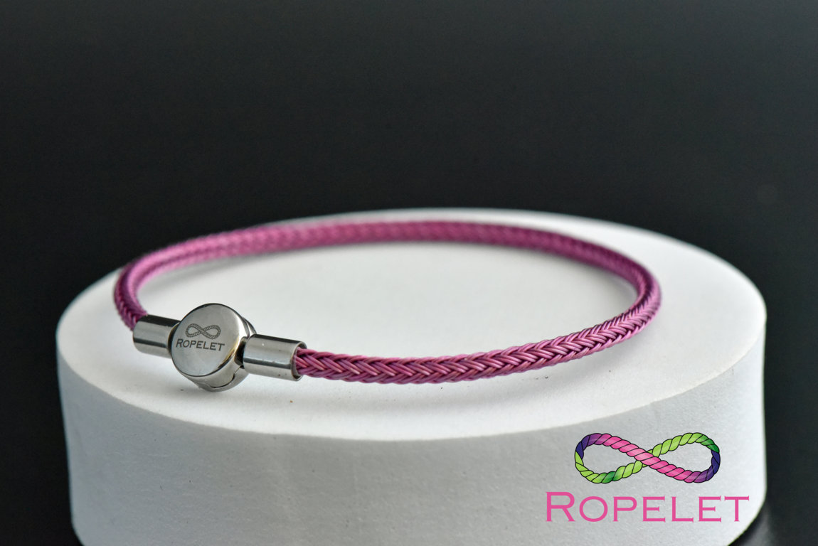 3mm violet stainless steel braid bracelet by Ropelet, UK made to your choices at great prices