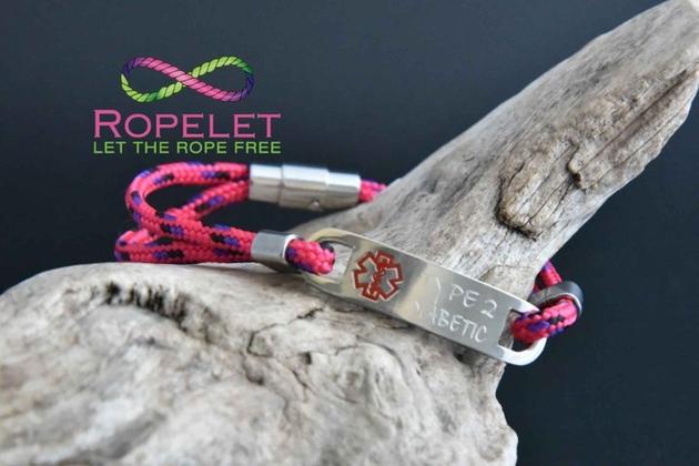 Medical alert bracelet for type1 and type2 diabetics www.ropelet.co.uk #medicalert #diabetic #type1 #type2